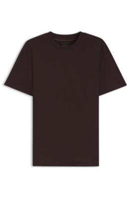 Crewneck T-shirt in mercerized Supima cotton, Light Brown