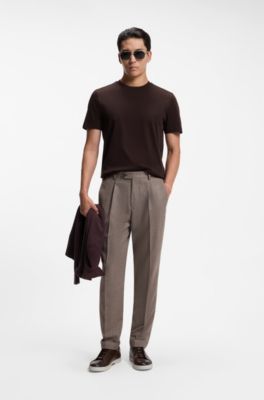 Crewneck T-shirt in mercerized Supima cotton, Light Brown