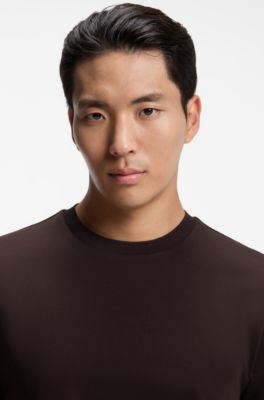 Crewneck T-shirt in mercerized Supima cotton, Light Brown