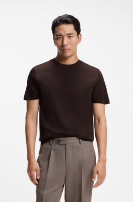 Camiseta de algod&oacute;n Supima mercerizado con cuello redondo, Marr&oacute;n claro