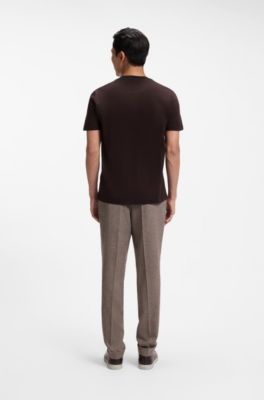 Crewneck T-shirt in mercerized Supima cotton, Light Brown