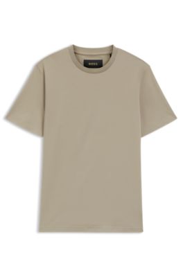Regular-fit T-shirt in mercerized cotton, Khaki