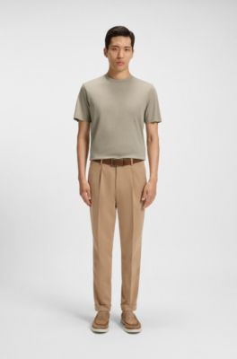 Camiseta regular fit de algod&oacute;n mercerizado, Caqui