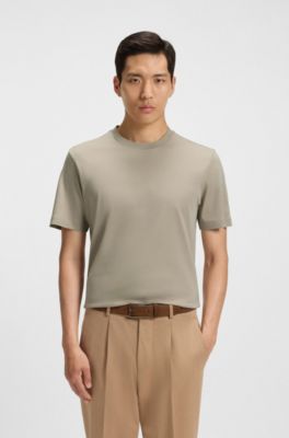 Regular-fit T-shirt in mercerized cotton, Khaki