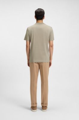 Regular-fit T-shirt in mercerized cotton, Khaki