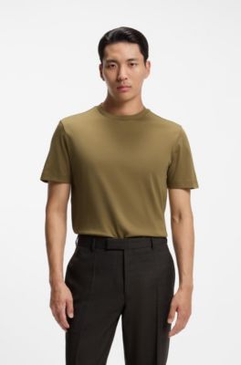 Crewneck T-shirt in mercerized Supima cotton, Beige