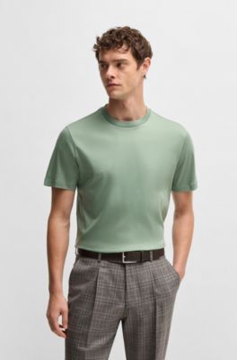 Regular-fit T-shirt in mercerized cotton, Green