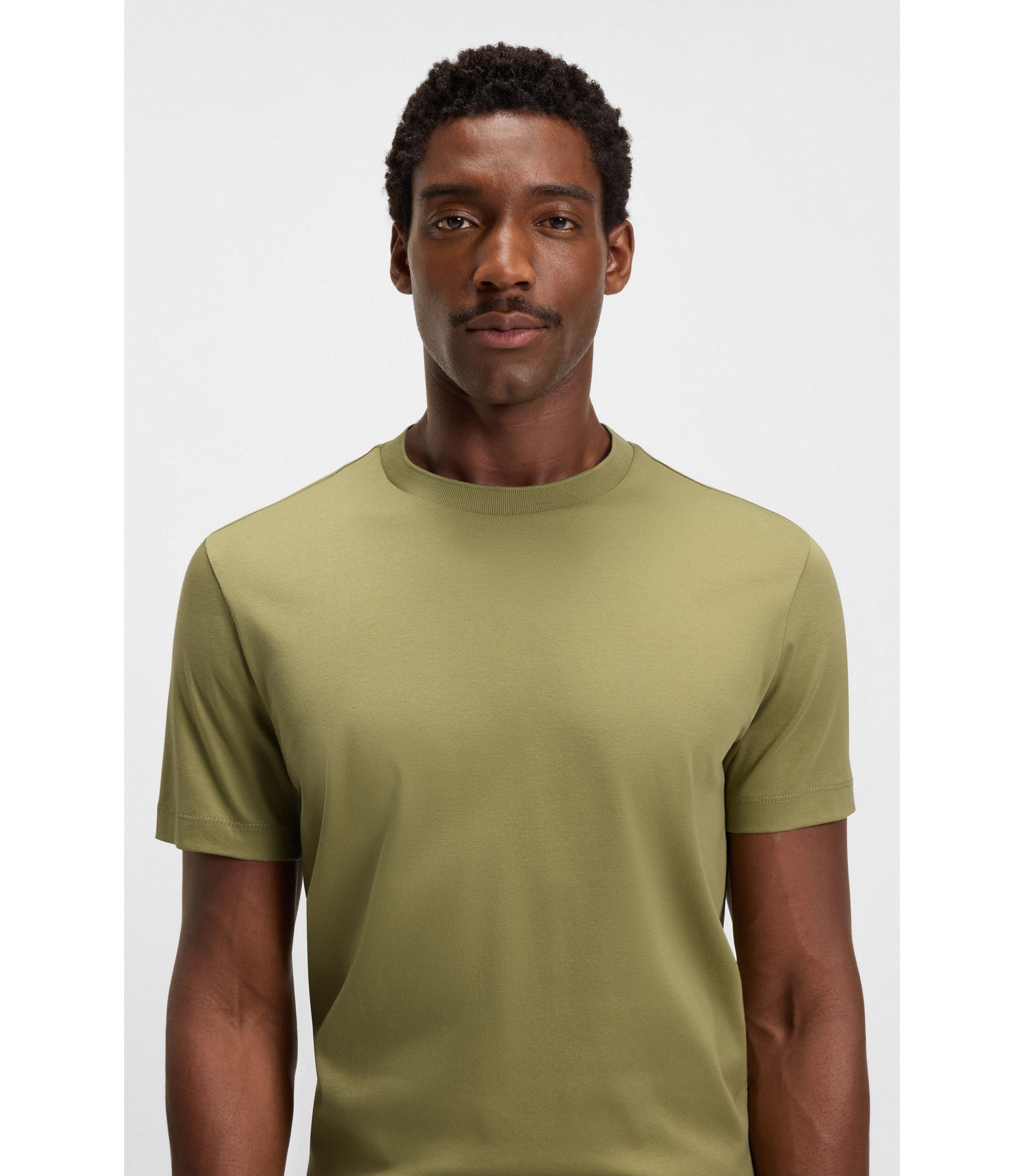 BOSS - Mercerised-cotton T-shirt in a regular fit - Light Green