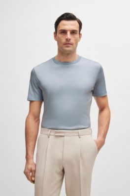 Regular-fit T-shirt in mercerized cotton, Light Blue