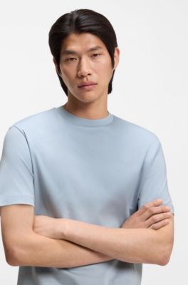 Camiseta de algod&oacute;n Supima mercerizado con cuello redondo, Celeste