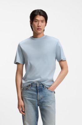 Camiseta de algod&oacute;n Supima mercerizado con cuello redondo, Celeste
