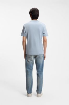Camiseta de algod&oacute;n Supima mercerizado con cuello redondo, Celeste