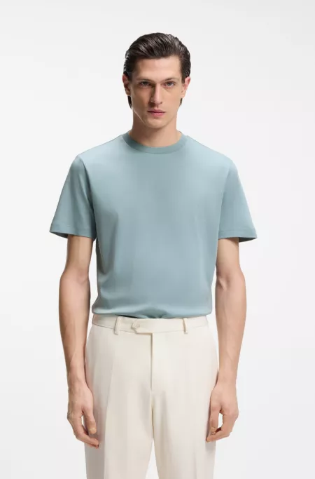 Regular-fit T-shirt in mercerized cotton