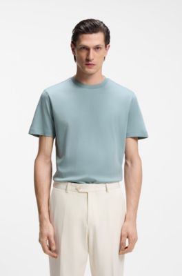 Crewneck T-shirt in mercerized Supima cotton, Light Blue