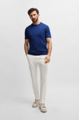 Regular-fit T-shirt in mercerized cotton, Light Blue