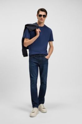 T-shirt Regular en coton merceris&eacute;, bleu clair