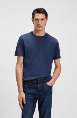 T-shirt Regular en coton merceris&eacute;, bleu clair