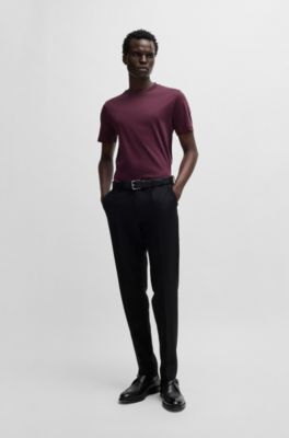Regular-fit T-shirt in mercerized cotton, Dark Purple