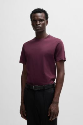 Regular-fit T-shirt in mercerized cotton, Dark Purple