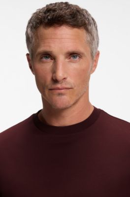 Crewneck T-shirt in mercerized Supima cotton, Dark Red