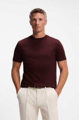 Crewneck T-shirt in mercerized Supima cotton, Dark Red
