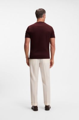 Crewneck T-shirt in mercerized Supima cotton, Dark Red
