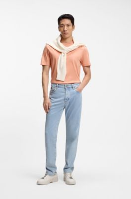 Regular-fit T-shirt in mercerized cotton, Light Red