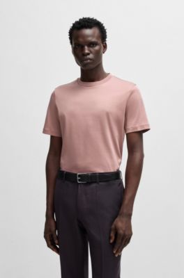 Regular-fit T-shirt in mercerized cotton, light pink