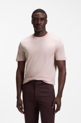 Crewneck T-shirt in mercerized Supima cotton, light pink