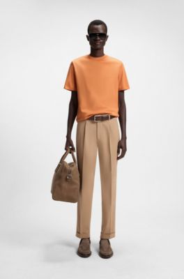 Regular-fit T-shirt in mercerized cotton, Orange