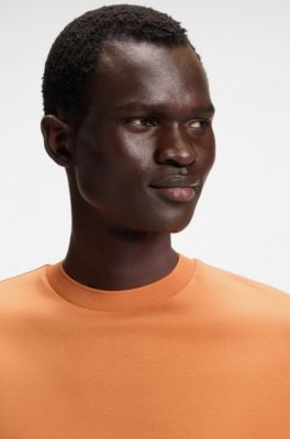 Camiseta regular fit de algod&oacute;n mercerizado, Naranja