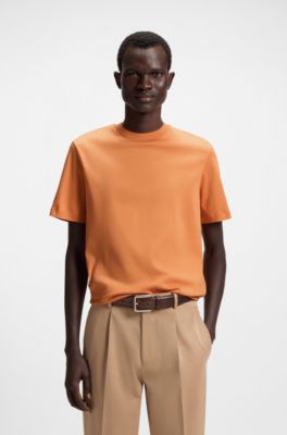 Regular-fit T-shirt in mercerized cotton, Orange
