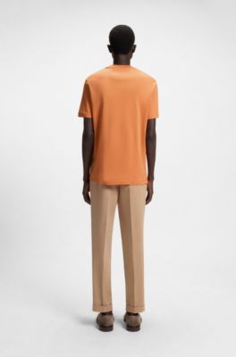 Camiseta regular fit de algod&oacute;n mercerizado, Naranja