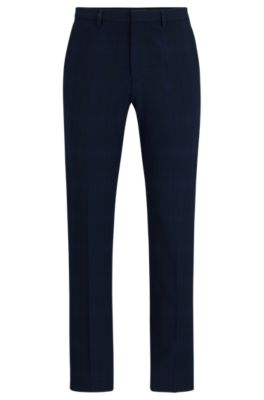 Hugo Extra-slim-fit Trousers In Checked Performance-stretch Twill In Blue
