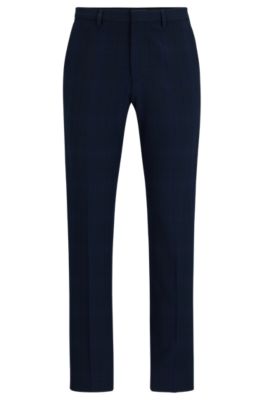 Hugo Boss Extra-slim-fit Trousers In Checked Performance-stretch Twill In Blue