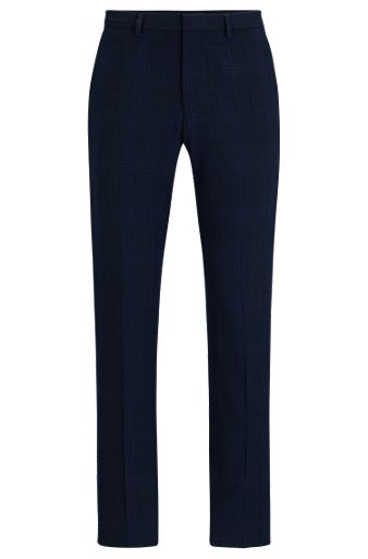 Extra-slim-fit trousers in checked performance-stretch twill, Blue