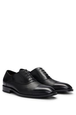 BOSS Oxford shoes in plain and Saffiano print leather Black