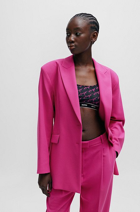 Regular-fit jacket with off-center closure, Dark pink