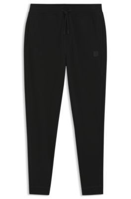 Cotton-terry sweatpants with logo patch, Black