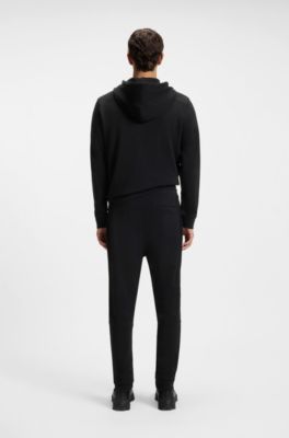Cotton-terry sweatpants with logo patch, Black