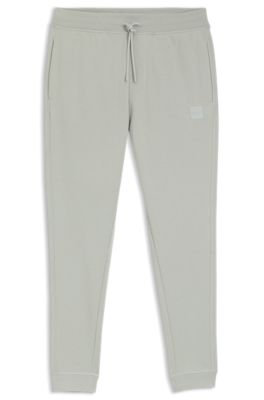Cotton-terry sweatpants with logo patch, Silver