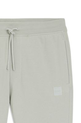 Logo-patch tracksuit bottoms in cotton terry, Silver