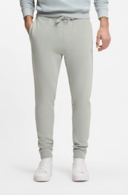 Cotton-terry sweatpants with logo patch, Silver