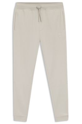 Cotton-terry sweatpants with logo patch, Light Grey