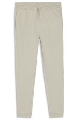 Cotton-terry sweatpants with logo patch, Light Beige