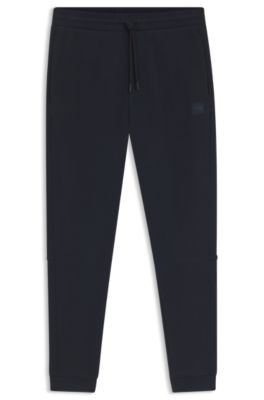 Cotton-terry sweatpants with logo patch, Dark Blue