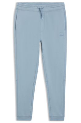 Cotton-terry sweatpants with logo patch, Light Blue