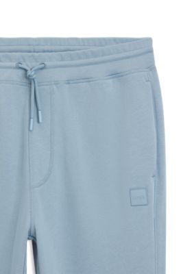 Cotton-terry sweatpants with logo patch, Light Blue