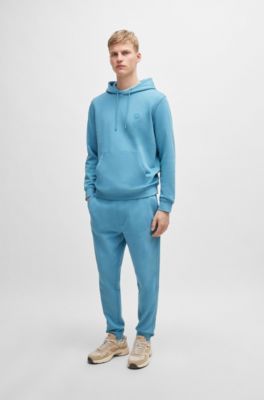 Pantalones de ch&aacute;ndal en felpa de algod&oacute;n con parche de logo, Celeste