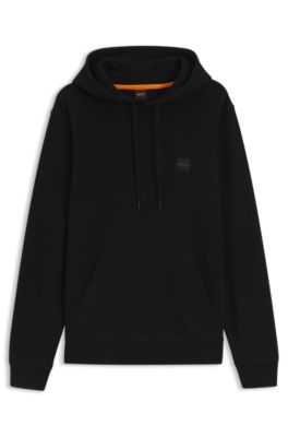 Hugo Boss Cotton-terry Hoodie With Logo Patch In Black